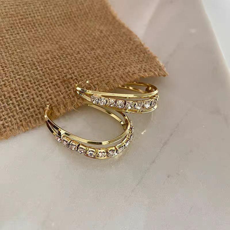 Стиль легкой роскоши, Утонченность, Металлические геометрические серьги-кольца, Нишевый дизайн, Изысканная форма для квадратного и круглого лица, Подходят для серег