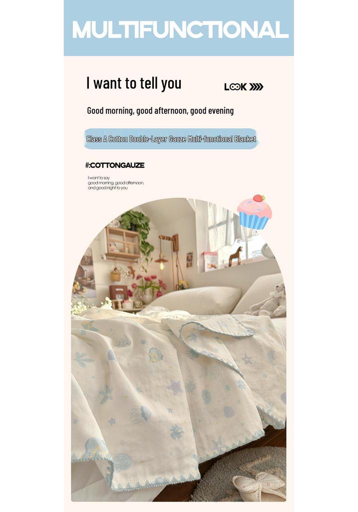 Pure Cotton Double Layer Gauze Blanket - Home & Bedroom Summer Quilt for Children