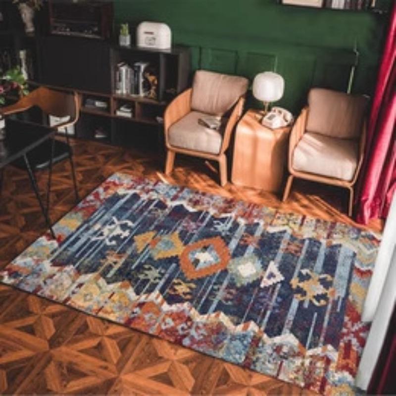 Červené geometrické koberce Složitý vzor Diamantové hvězdné motivy Vintage styl Protiskluzový Koberec do obývacího pokoje Domácí dekorace