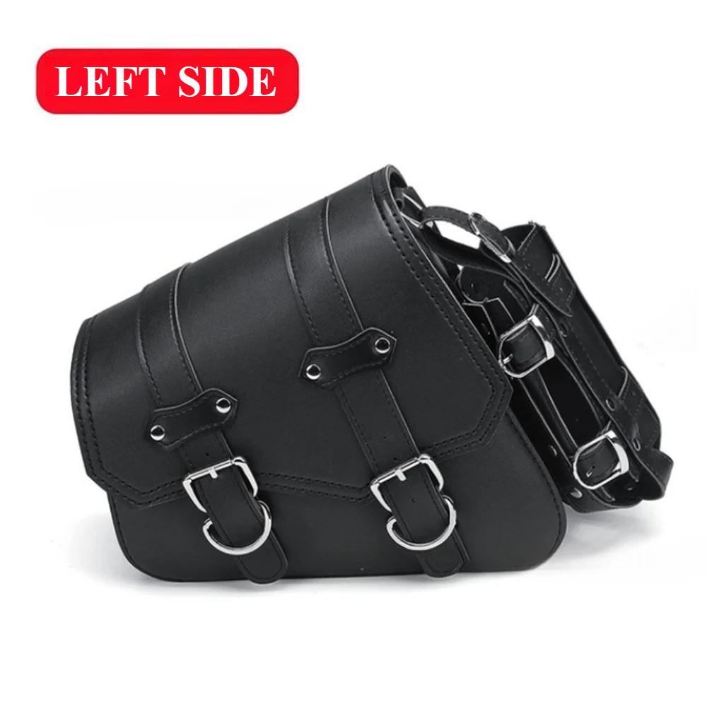 

1Pcs Vintage Brown Motorcycle Side SaddleBag Luggage And Bottle Holder PU Leather Universal For Most Motorcar Right Or Left