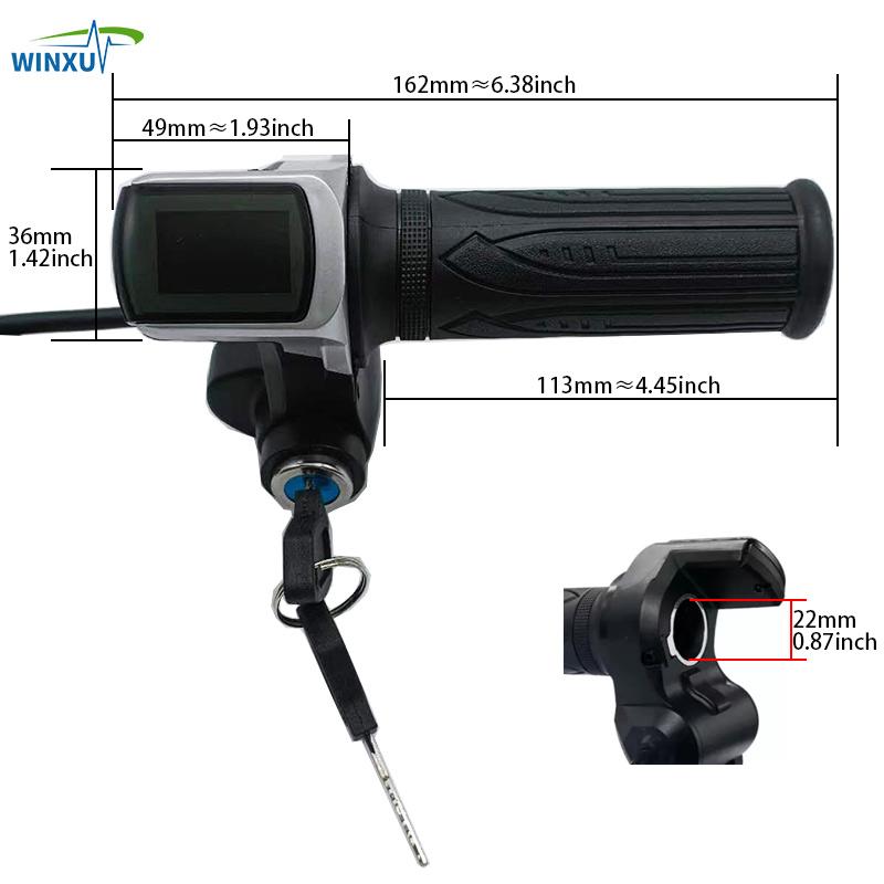 24V 36V 48V LCD Speed Display Throttle Turning Accelerator for Electric Bicycle E-bike Scooter Motorbike