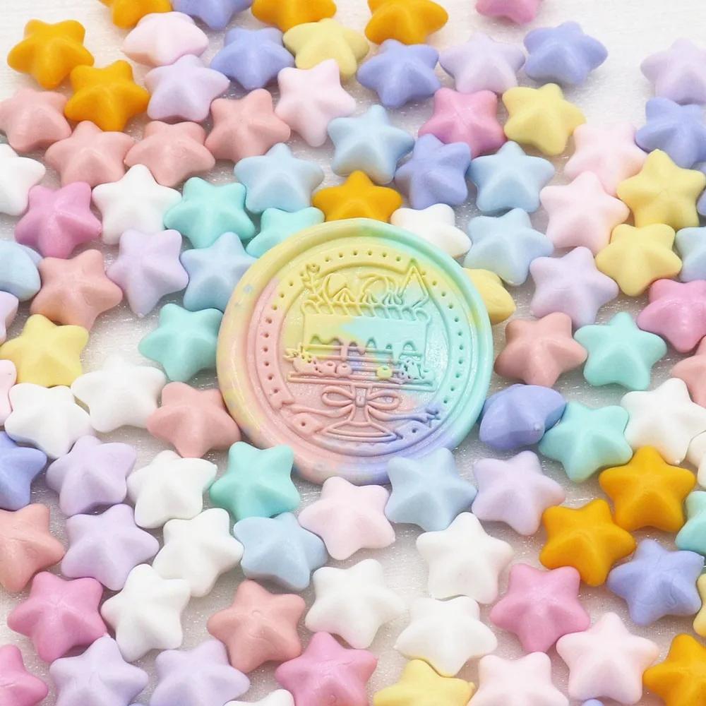 100pcs Pearlescent Mixed Color Wax Grains Macaroon Lucky Star Candle Making Material DIY Scrapbooking Invitation Sealing Wax