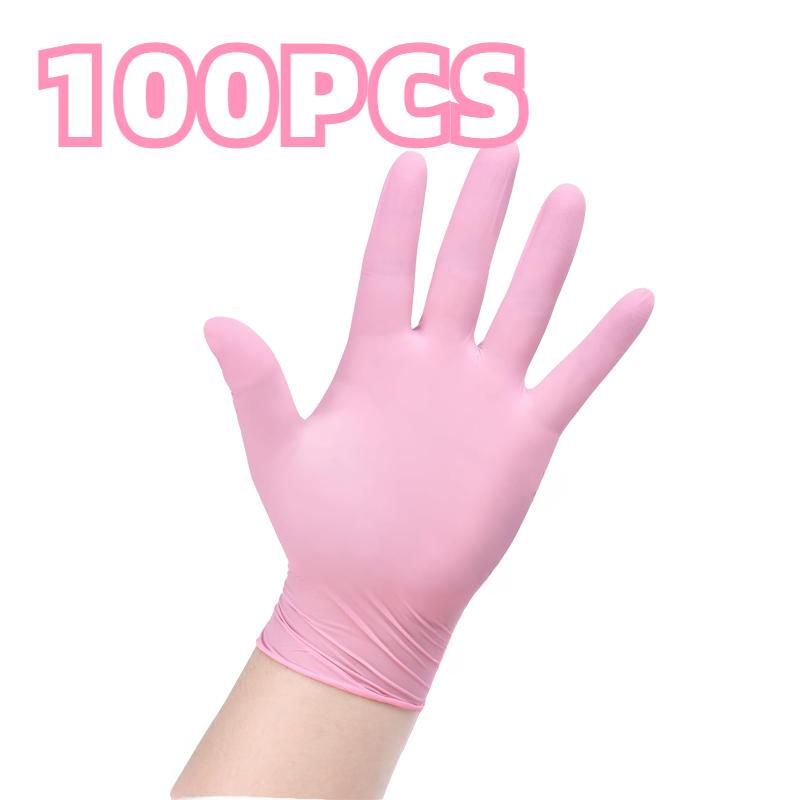 20/50/100PCS Pink Nitrile Gloves Household Cleaning Nitrile Gloves Kitchen Cooking Petcare Beauty Nail Multifunctional Tool