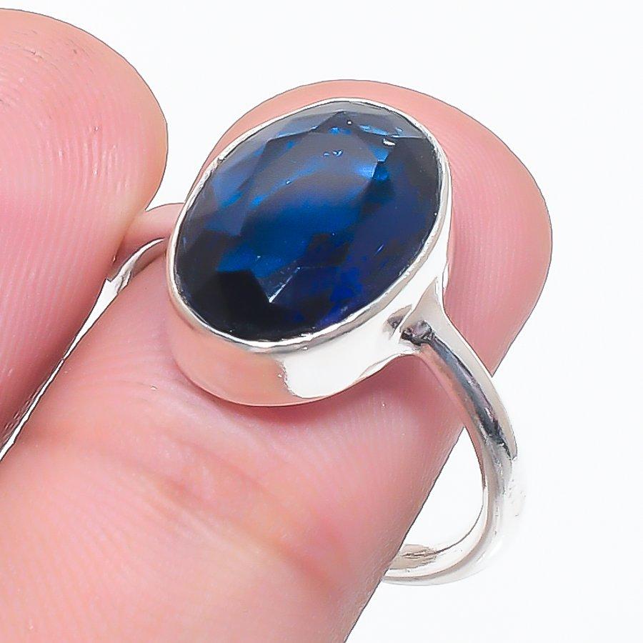 Natural London Blue Topaz Gemstone 925 Sterling Silver Jewelry Ring Size 8 y3H63