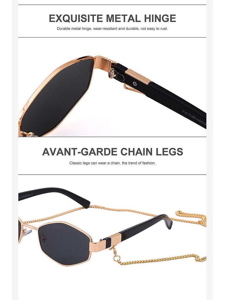Korean Style Women's Round Frame Sunglasses with Fashion Chain