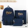 Four-Piece Backpack Set Letter Backpack Senior High School Student Schoolbag Unisex Large Capacity Lightweight Backpack
