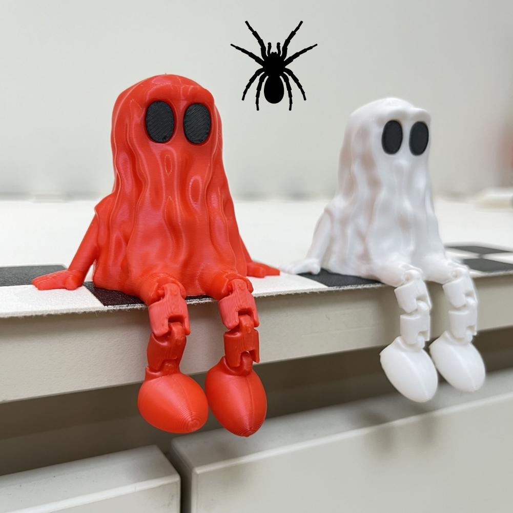 Halloween Ghost Figurine 3D Printed Sitting Ghost Desktop Halloween Decorations Creative Party Gift Ornaments