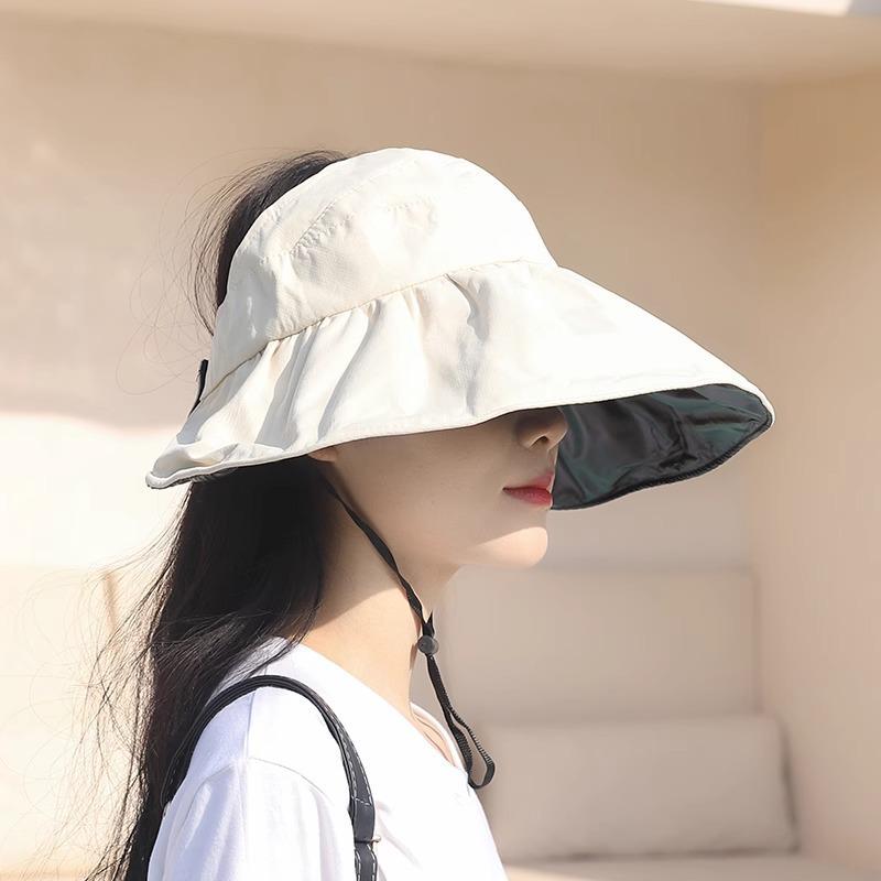 Dámský sluneční klobouk ve stylu Korean s širokou krempou a UV ochranou