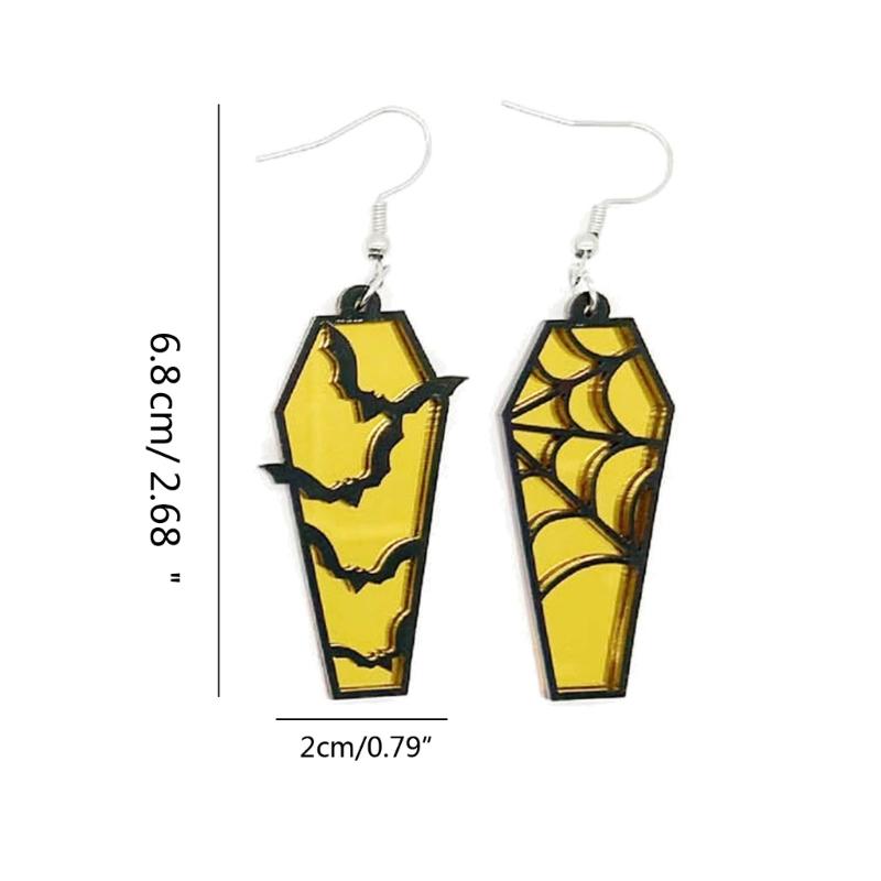 Gothic Lightwight Earring Acrylic Spiderweb Coffin Stud Earrings Eye Catching Hollow Bat Earrings Ornaments Women Girl