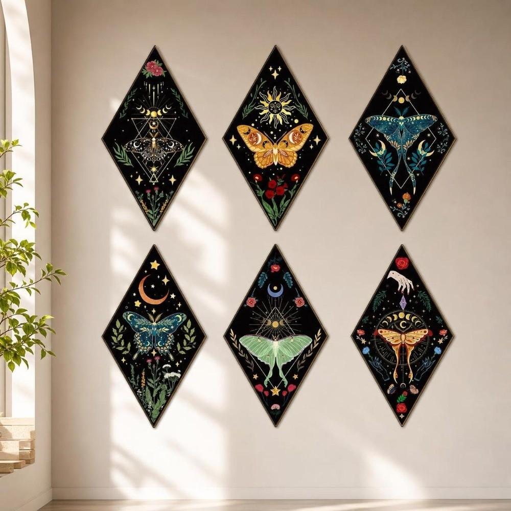 Dark Style Wooden Wall Decor Sun Moon Wall Art Sign Wall Mounted Board  Gothic Style