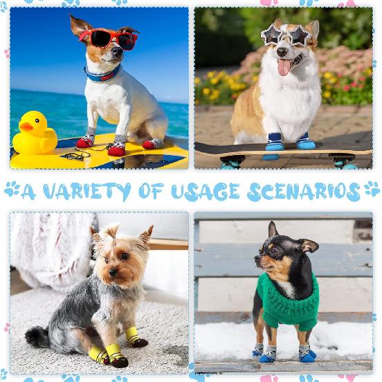 Sadnyy 24 Pcs Dog Socks for Small Medium Large Non Slip Pet Puppy Dog Socks Paw Protectors Outdoor Traction Control for Hot Pavement Hardwood Floor