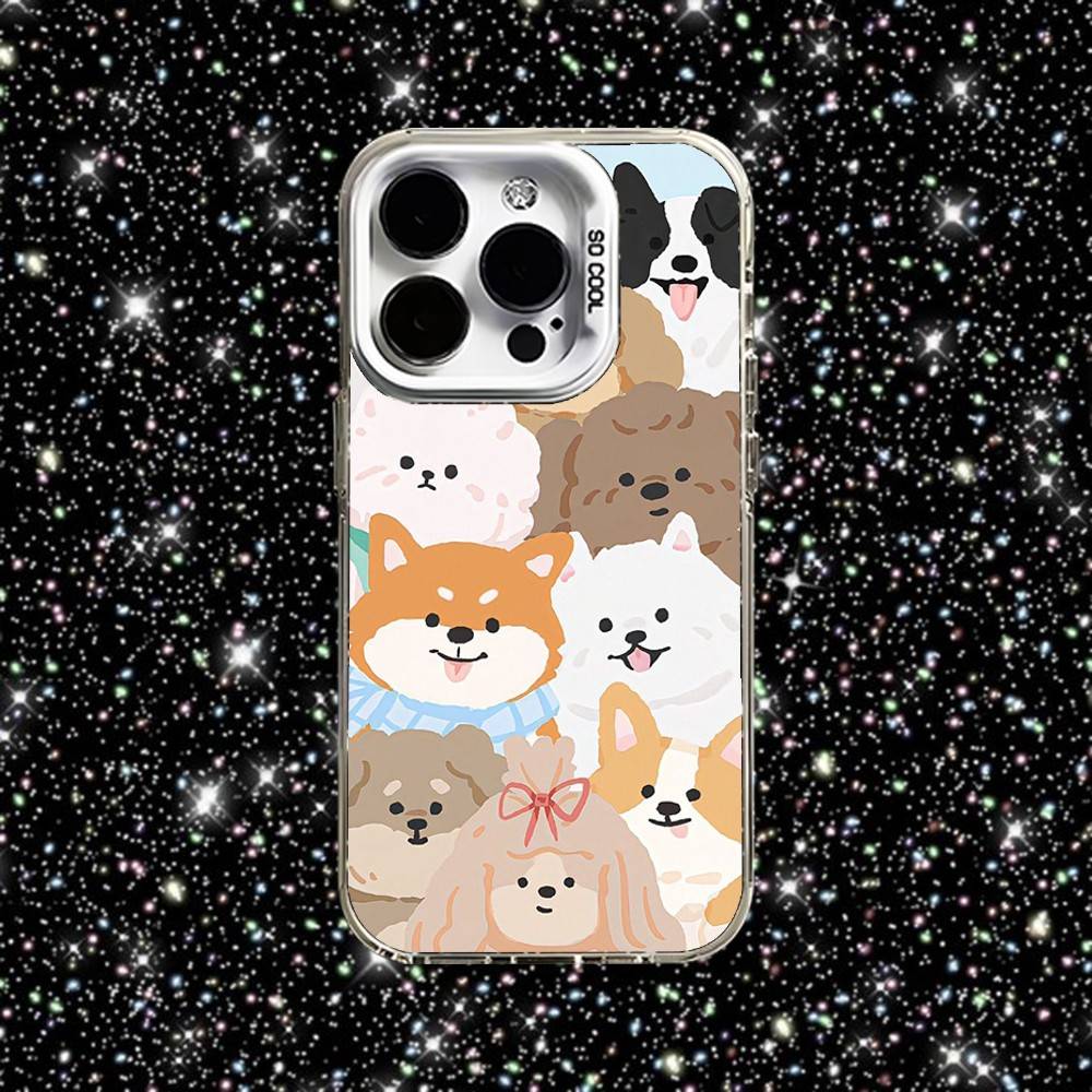 Happy Dog Cute Phone Case For iPhone 16,15,14,13,12,11,Pro,XS,Max,Plus,Mini,SE White Candy Matte Shockproof Cover