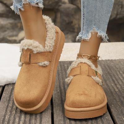 Fur Slippers Women Wear New Autumn and Winter Platform Non-slip Belt Buckle Warm Cotton Shoes Snow Boots