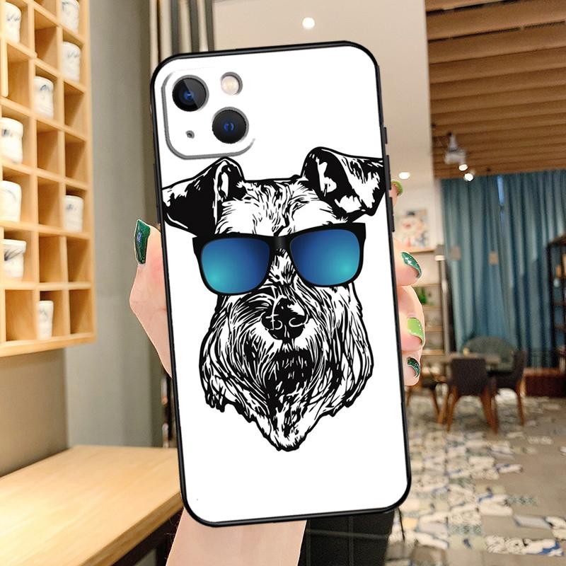 

Cartoon Schnauzer Dog Phone Case For iPhone 16 17 Pro Max 15 14 13 11 12 Pro Max mini 15 16 Plus 16e 17 Air Cover iPhone 16 Plus