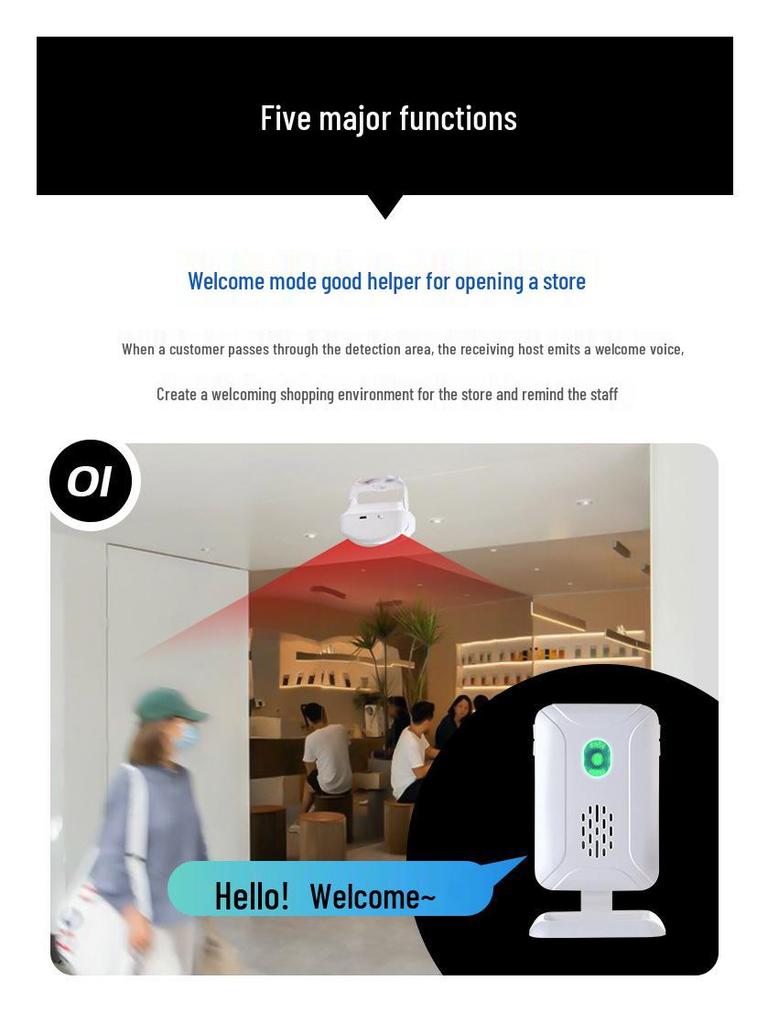 Wireless Infrared Welcome Doorbell - Long Distance Induction for Store or Home