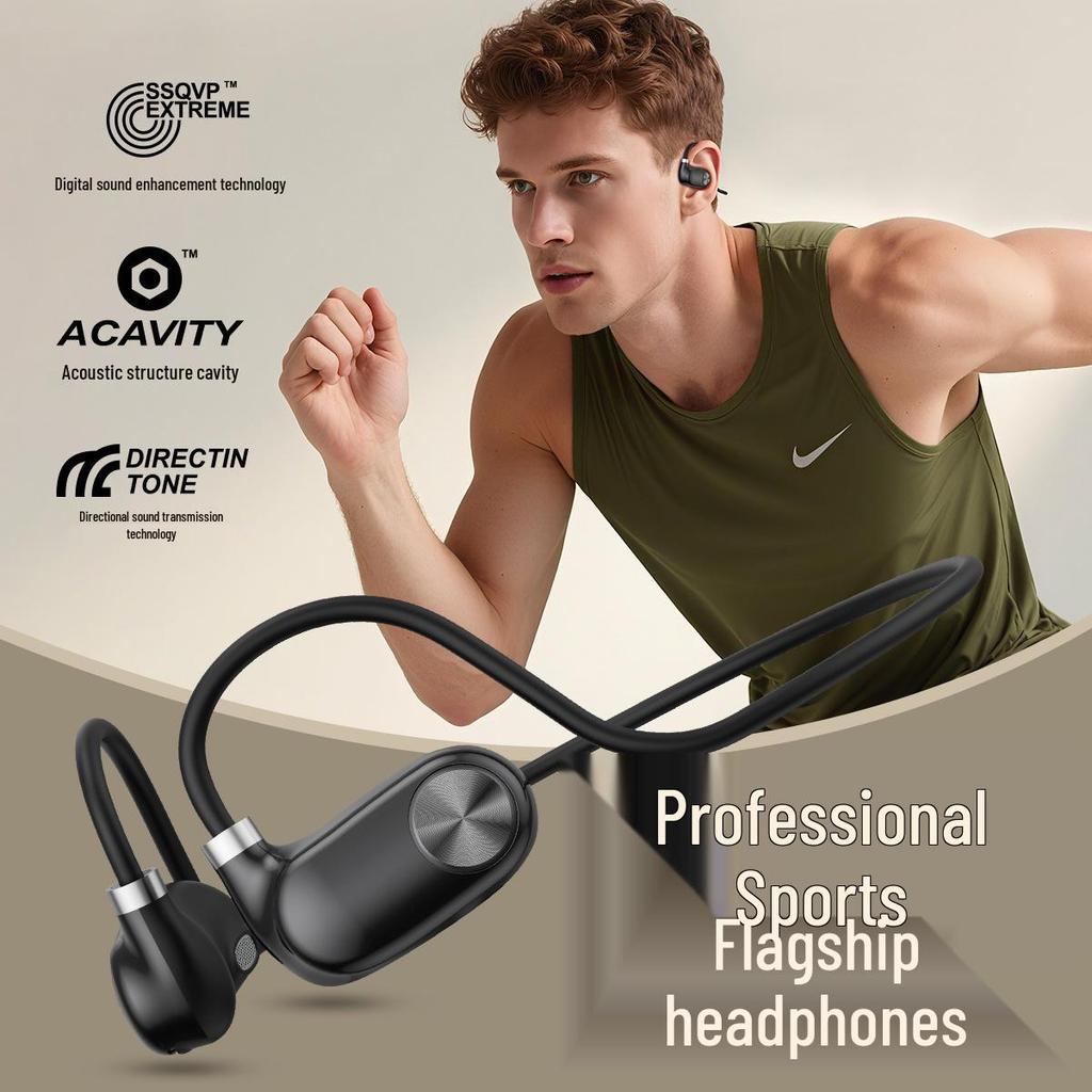 New 6.0 Air Conduction Bluetooth Headphones: Sweatproof, Waterproof, In-Ear & Over-Ear with Long Battery Life for Sports.
