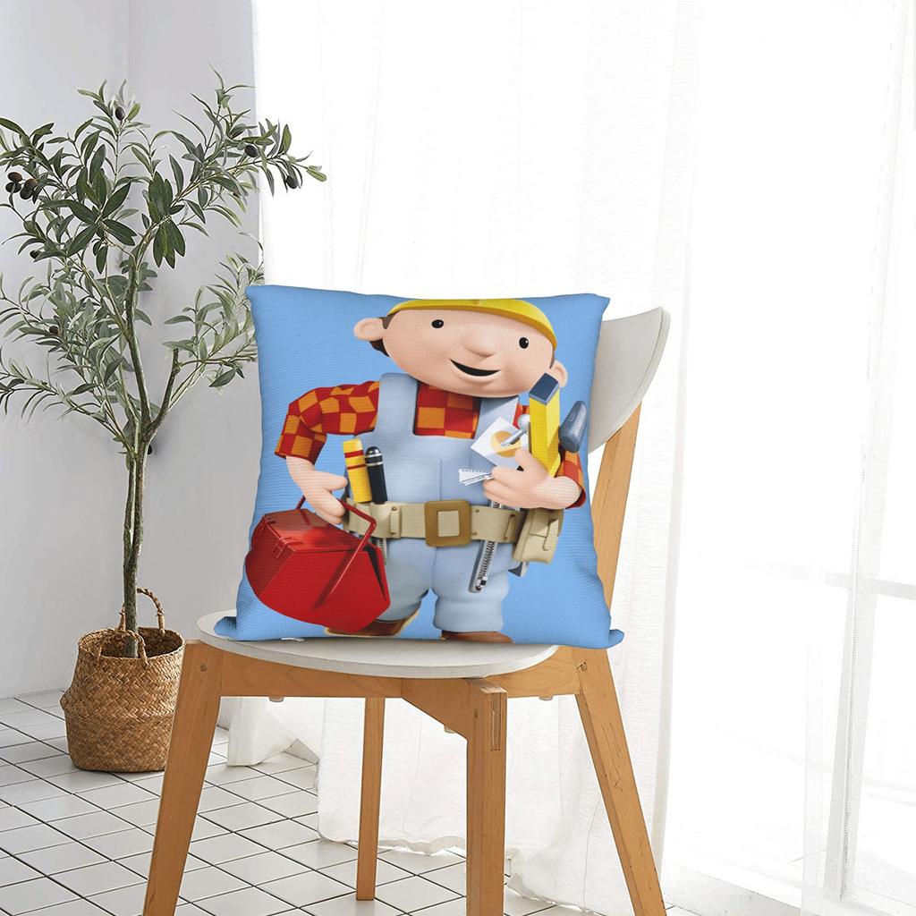Pillow Case Cartoon B-Bob B-Builder Square Pillow Cover For Sofa Bedroom Home Decor Funny Pillowcases