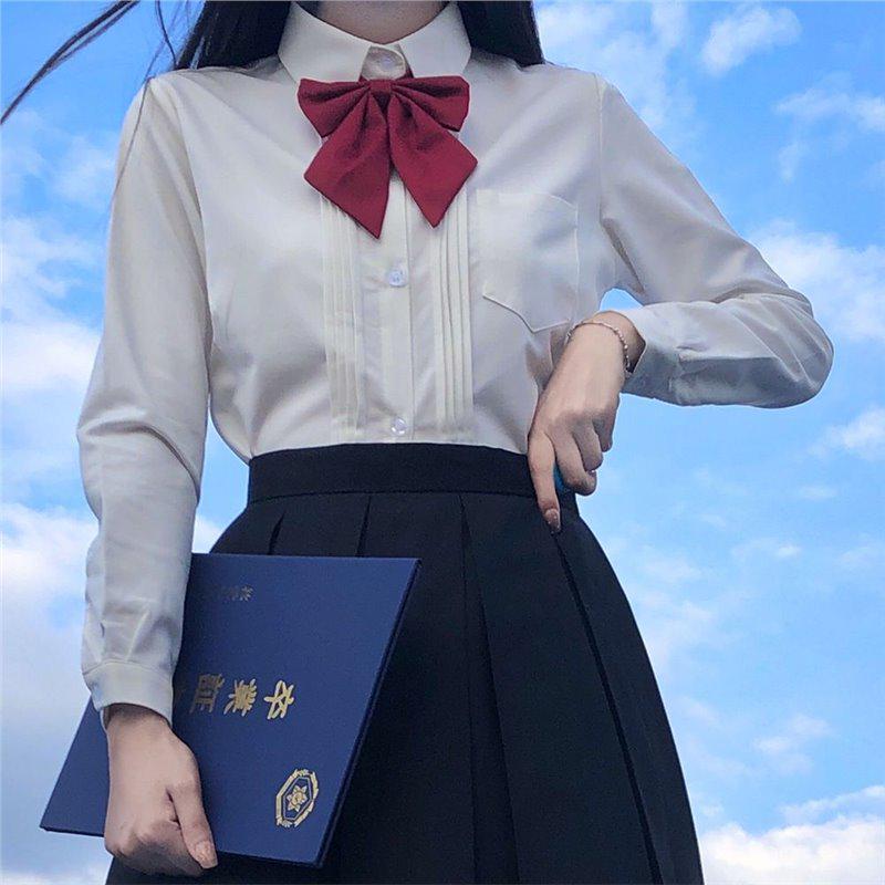 

Women s Japanese Academy Style Pleated Skirt and Milk White Top Set Medium