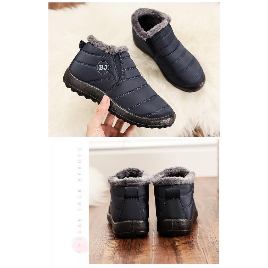 Large Size Cotton Shoes for Women In Winter with Added Fleece and Thickened Snow Boots for Women, Unisex Low Cut Warm Cotton Boots
