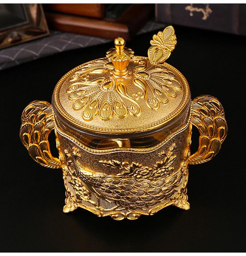 Creative Sugar Bowl with Lid and Spoon for Kitchen Wedding Party Metal and Glass Sugar Container for Sugar Cube and Powder Sug