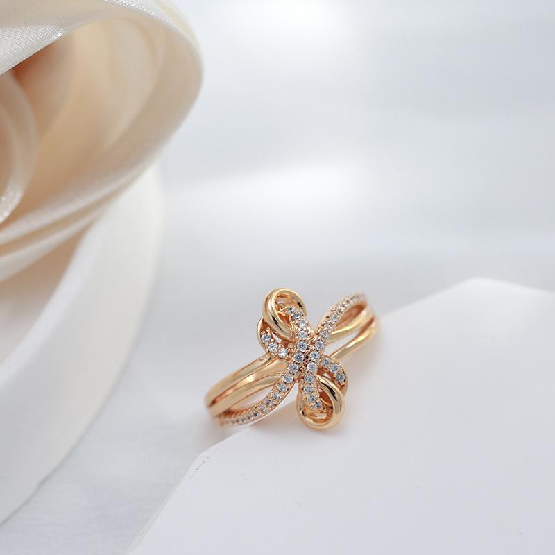 Kinel Różowozłoty pierścionek z cyrkonią dla kobiet