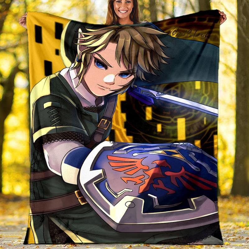 1pc Game Zelda Theme Blanket - Digital Print, Polyester, Cozy for All Seasons, Perfect for Outdoor, and Travel