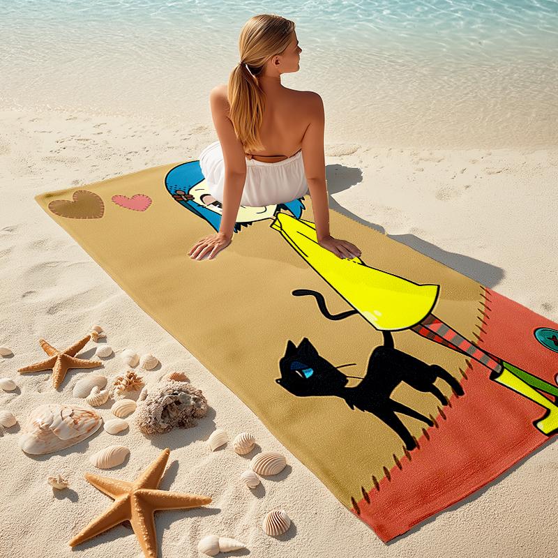 1pc C-Coraline (6) Beach Towel, Comfortable and Thick, and Swimming/Bath/Picnic/Camping Towel, Suitable for Seaside Beaches