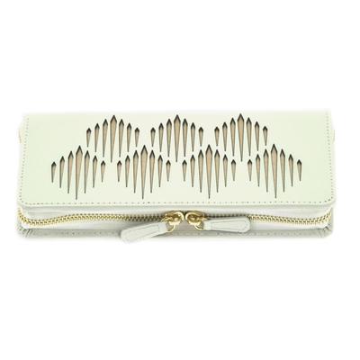 [Q0147] - 'Victoria' Light Grey Zippered Jewelry Pouch - 21x10x3 Cm