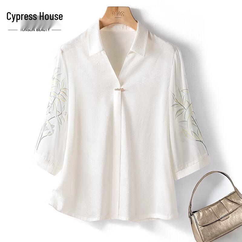 Women s Floral Print Lapel Blouse S
