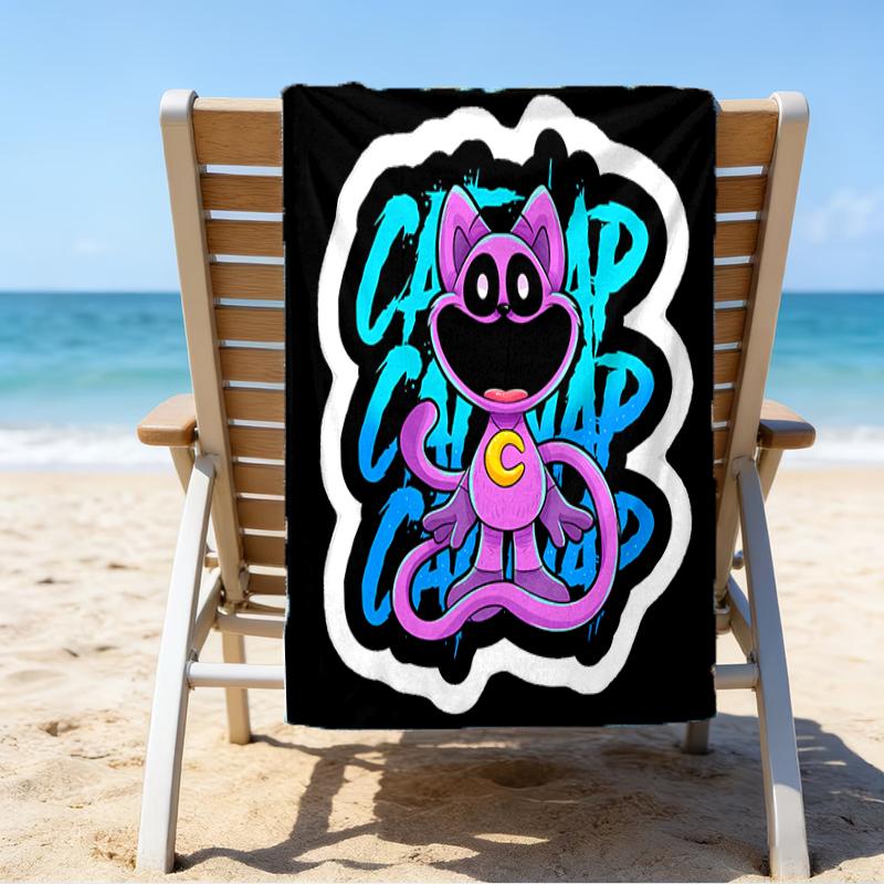 proof beach towel with a Poppy Playtime pattern - soft,absorbent,quick-drying,machine washable - perfect for swimming,camping,bathing