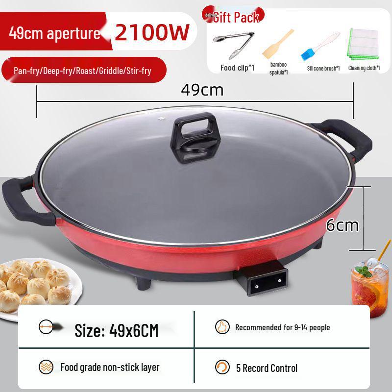 Extragroße antihaftbeschichtete elektrische Grillplatte: Multifunktionale Pfanne zum Frittieren & Backen für Pfannkuchen & Roti