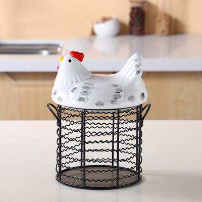 Egg Storage Basket Large-capacity Chicken Cover with Ceramic Nordic Egg Storage Holder for Kitchen