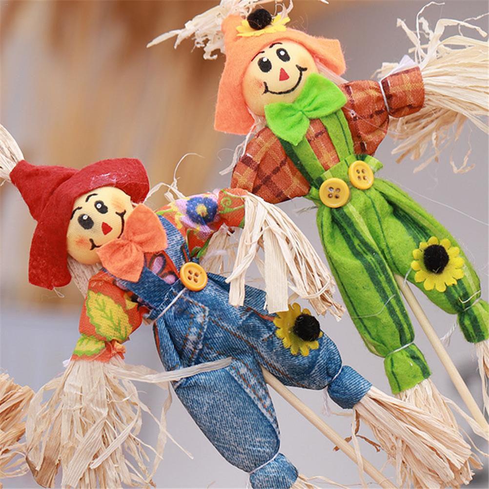 4PCS Standing Scarecrow Cute Fall Garden Scarecrow Ornament for Halloween Decoration Mall Bar