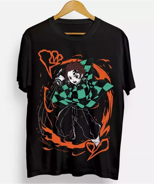 Tanjiro T-shirt Demon Killer Kimetsu No Yaiba Manga Nezuko Black Summer New Men's and Women's Streetwear