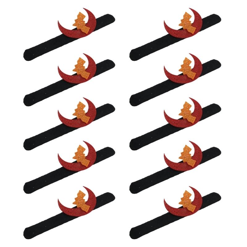 Holiday Wrist Accessories Set of 10 Slap Bracelets for Group Guests, Seasonal Wristbands for Class Parties and Family Plans