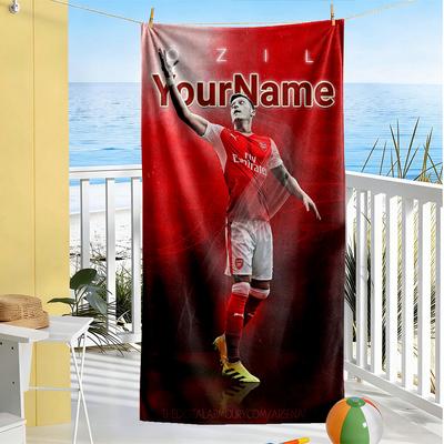 Arsenal Customizable Name Beach Towel Quick-Dry Soft Microfiber Suitable for Swimming Gym Camping Yoga Vacation