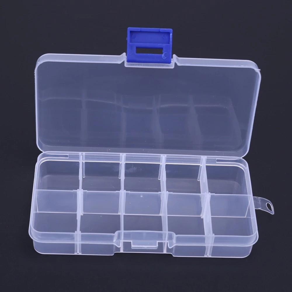 

Case Plastic Detachable Transparent Storage Box Fishing Box 10 Compartments Fishing Tackle Box Transparent blue buckle