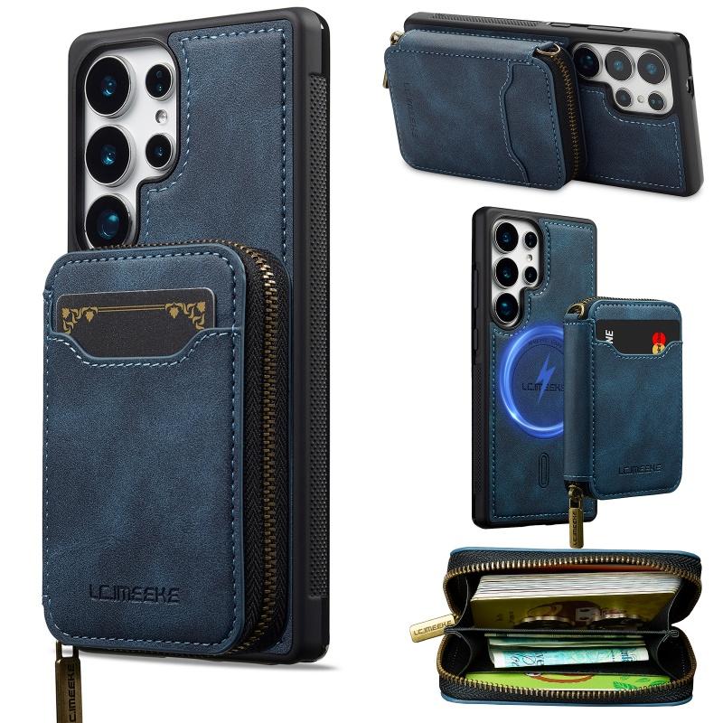 Leather Magsafe Detachable Phone Case for Samsung Galaxy S26 S25 Edge S24 Ultra S23 S22 Plus S21 S20 FE A17 A37 A57 Wallet Cover