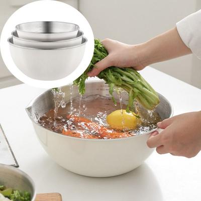 304 Stainless Steel Salad Mixing Bowl Sets Anti-scalding Large Capacity Kitchen Storage Bowls Solid Construction With Scale
