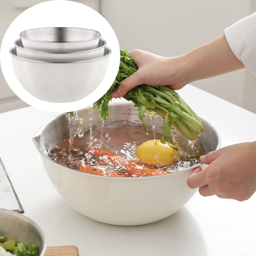 Large Capacity Stainless Steel Bowls Anti-scalding Food Container Salad Mixing Bowl Sets  Cooking
