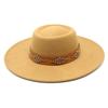 New Fedora Hats For Women 9.5cm Wide Brim Khaki Black Felted Dress Hat Panama Church Men Jazz Hat Sombreros De Mujer