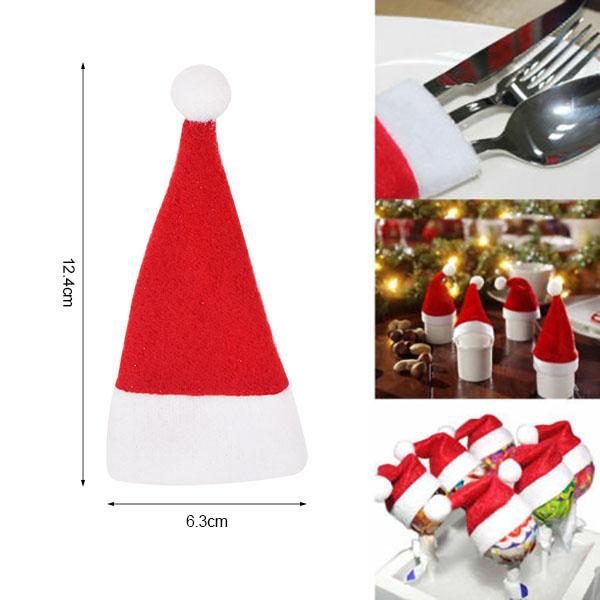 Vánoční dekorace Taška držák na nádobí Vánoční čepice Vidlička Nůž Taška na příbory Vánoční dekorace do kuchyně Dekorace Navidad Nový rok