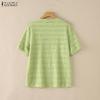ZANZEA Women Casual Round Neck Solid Color Loose Short Sleeve Blouse
