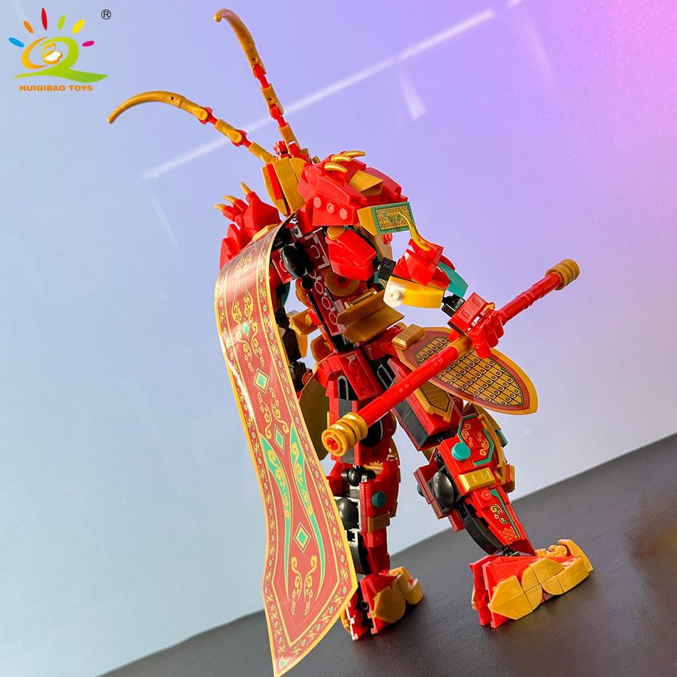 HUIQIBAO Moc Monkey King Series Wukong Mecha Building Blocks Bricks Assembling Construction Toys for Children and Boys Gifts