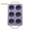 Silicone Cake Mold 6 Cups Cupcake Model Muffin Tart Baking Pan with Handle Non-Stick Food Grade Heat-resistant Easy Release Easy Cleaning Baking Mould