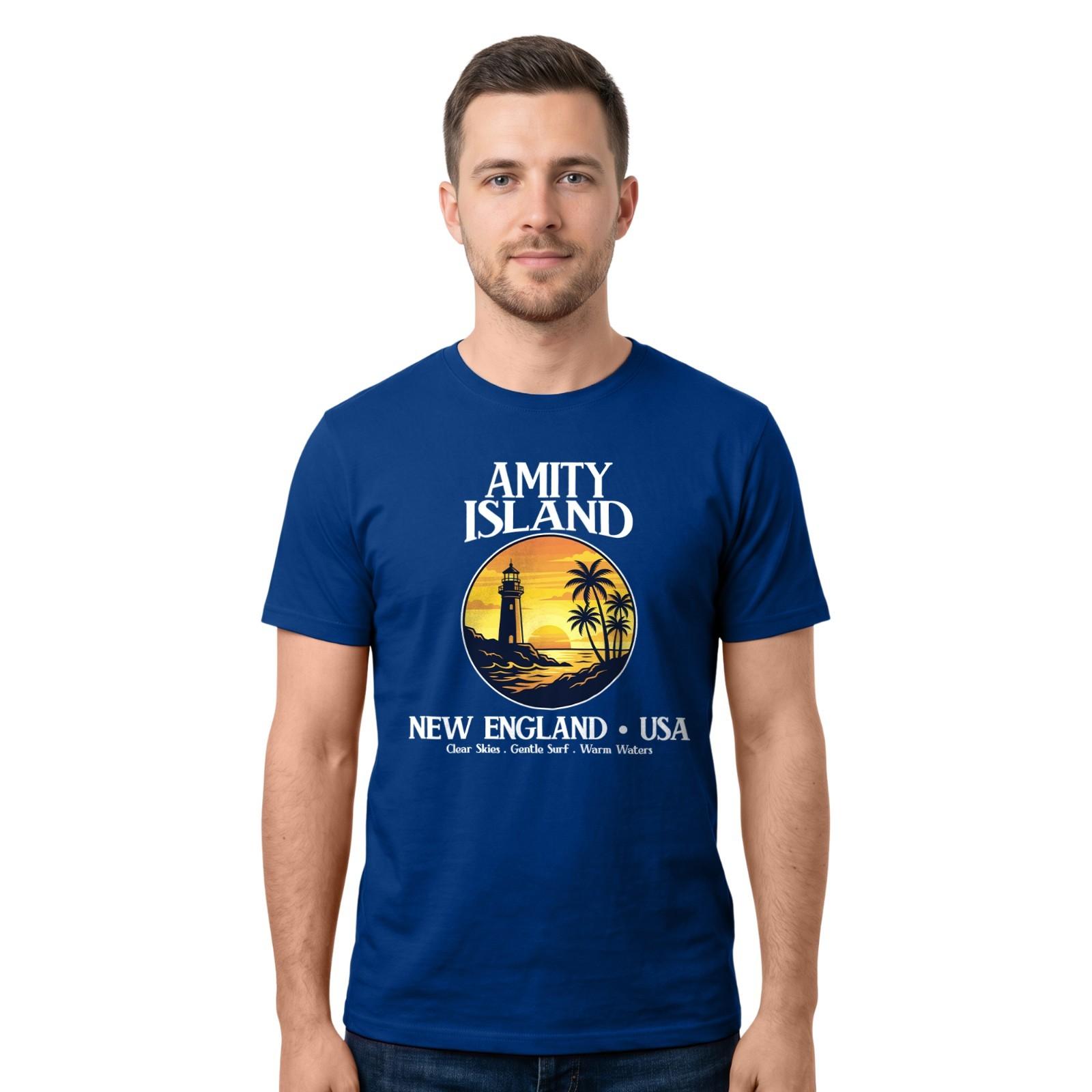 Amity Island T-Shirt | Movie Shark Retro 80 s Film Funny Joke Vintage Tee S разноцветный