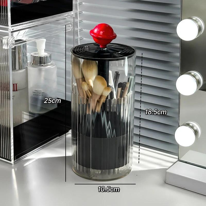 Automatic Lifting Makeup Brushes Holder Dustproof Makeup Brush Holder Desktop Makeup Tools Lipstick Eyebrow Pen Holder Container