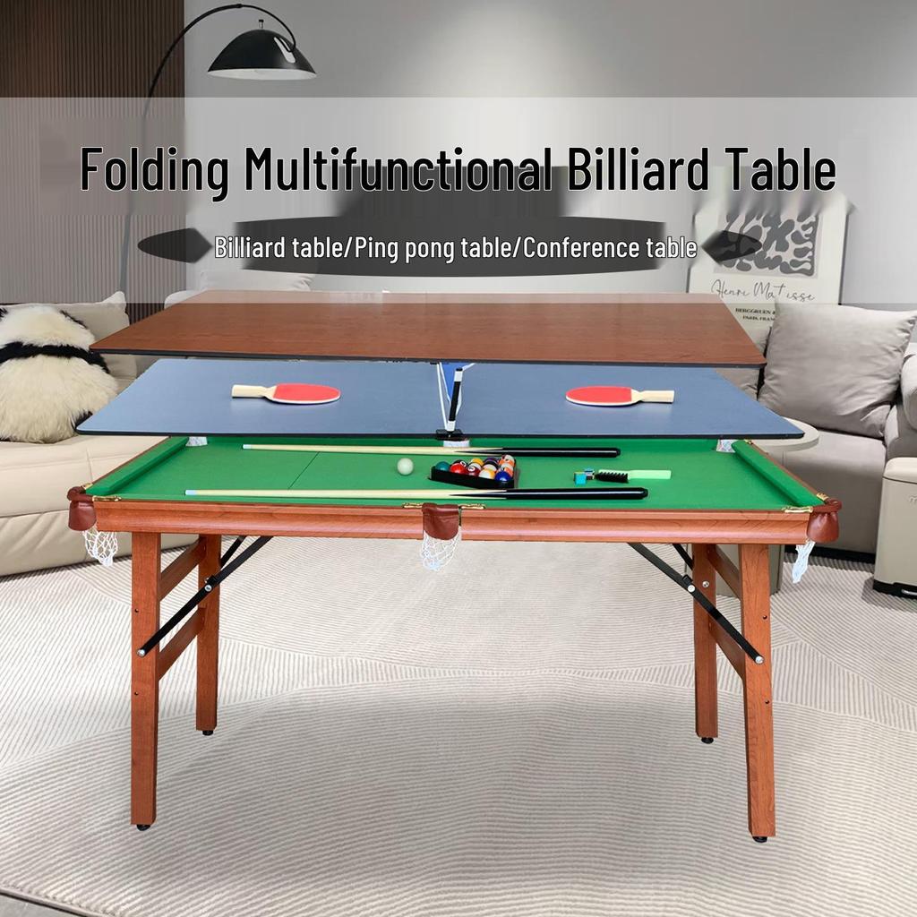 1.4m No-Installation Foldable Children's 3-in-1 Billiard, Ping Pong, Pool Table