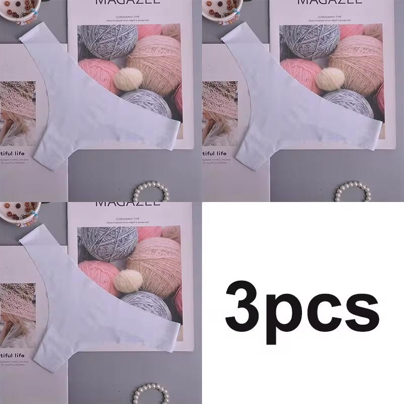 

3PCS Panties Women Ice Silk Underwear Low Waist V-Waist Briefs Cotton Crotch Breathable Quick-Drying Sports Underwear XL помаранчевий