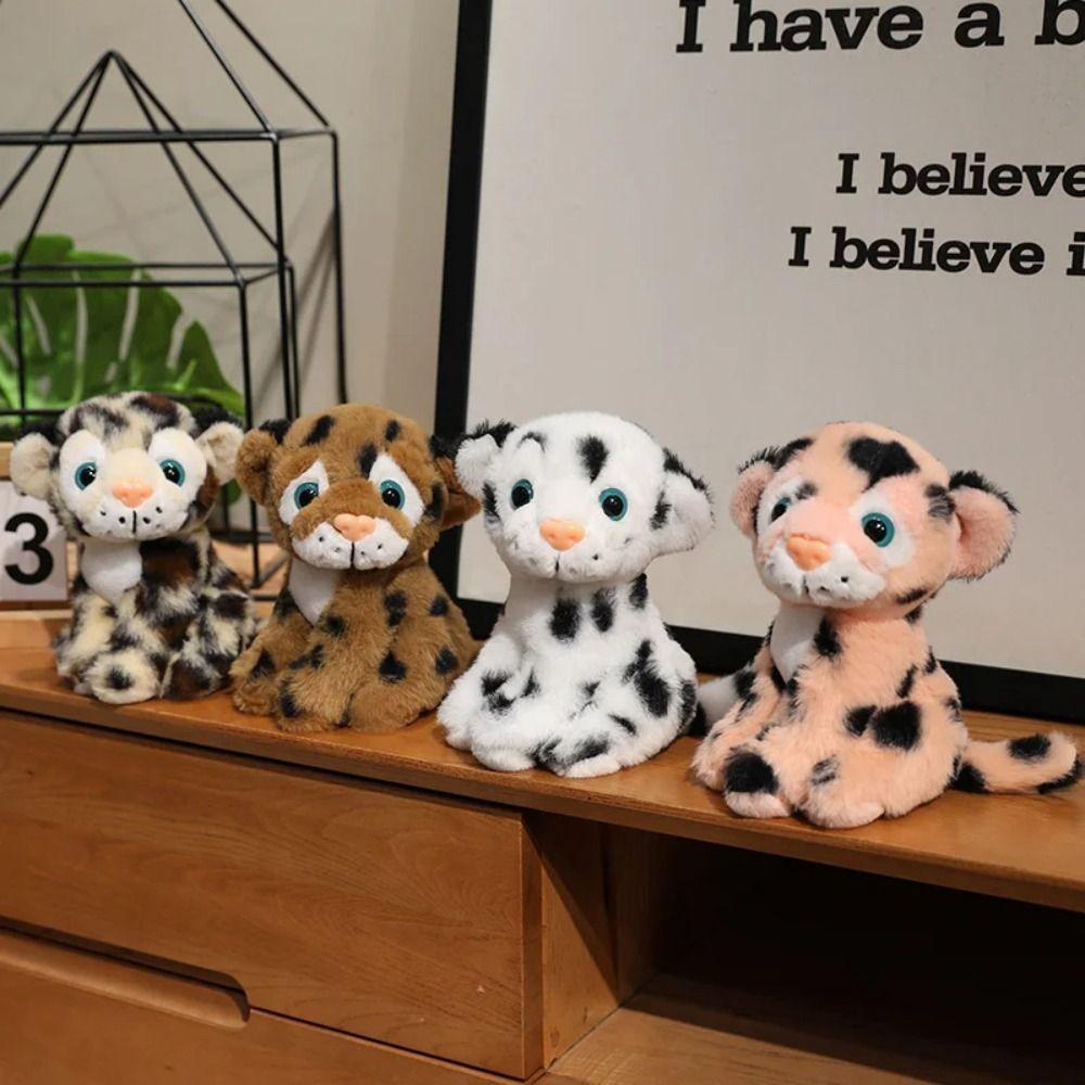 Sitting Lifelike Leopard Plush Doll PP Cotton Animals Stuffed Toys  Birthday Gifts